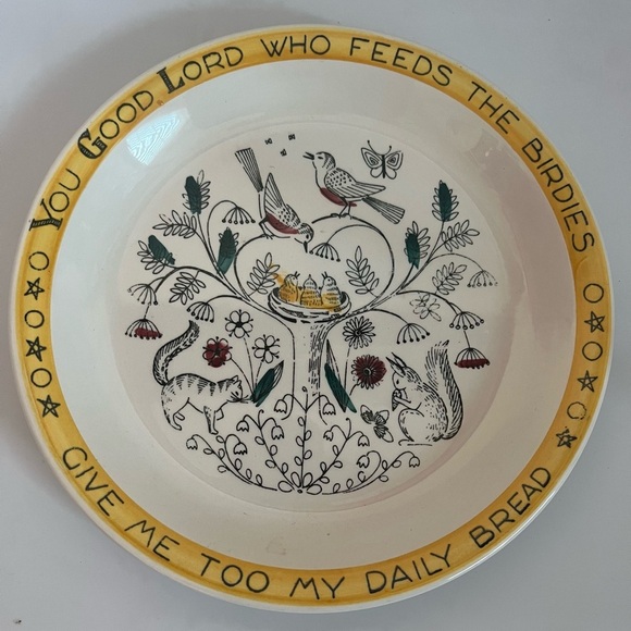 Stavangerflint Norway Childs Blessing Plate Tree Feed the Birdies Ann Lofthus - Picture 4 of 7